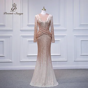 Elegantné dámske šaty pre strany 2022 Dlhý rukáv večerné šaty vestidos de fiesta župan de soiree mariage de 0