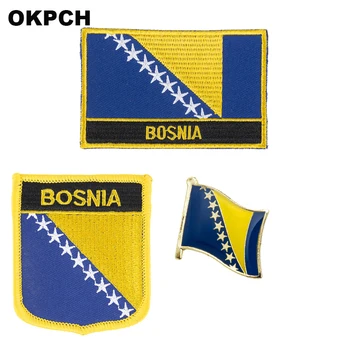 Bosna Národnej Vlajky Vyšívané Žehlička na Škvrny na Oblečení Kovové odznaky PT0036-3 0