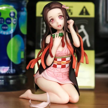Anime Démon Vrah Nezuko Kolenách Sexy Dievča Akcie Obrázok Hračky Kimetsu Č Yaiba Zber Model Počítača Prípade Auto Dekorácie 0