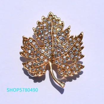 Klasické Šperky Leaf brošne Vintage kolíky Drahokamu Zlatá Farba Stručný Brošňa pre Ženy Kabát Doplnky, Elegantné Unisex Pin