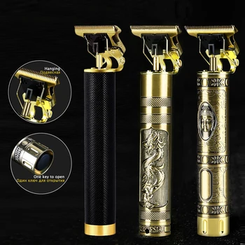 Zlaté Vlasy Clipper USB Nabíjateľné Vyžínače T9 Profesionálna vlasová Dokončovacie Stroj Elektrický Fúzy Holenie Rytie