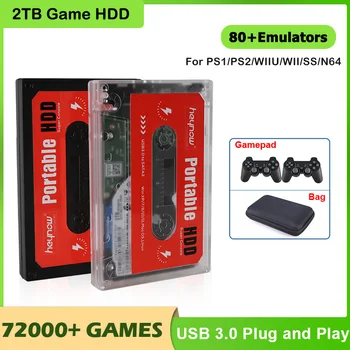 2TB HDD Externé Hra Pevného Disku Zabudovaného v 72000+Hry 80+ Kolekcia Pre PS2/WII/PS1/N64/PSP Plug and Play Pre Windows PC
