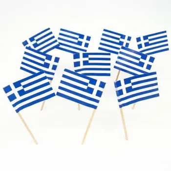Mini Grécku Vlajku 50Pcs Papier Potravín, Tipy na Večeru Koláč Špáradlá Cupcake Dekorácie Ovocie, Tyčinky na Koktail Party Dodávky