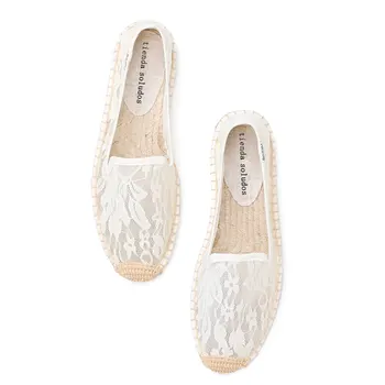 Dámske Bytov Topánky Espadrille Zapatillas Mujer Sapatos Móda Čipky Hand-made Tkané Emboridery Topánky na Jar A v Lete Pošmyknúť Na 