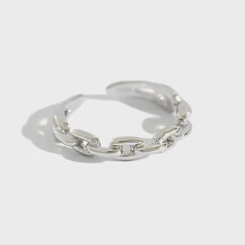 Flyleaf Hladké Reťazca Tvar Otvoriť Prstene Pre Ženy 2018 Nový Trend 100% 925 Sterling Silver Lady Módne Šperky