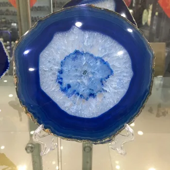150mm Veľký MODRÝ Achát Plátok Geode Polished Quartz Crystal