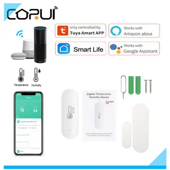 CORUI ZigBeeTuya Smart Teplota A Vlhkosť, Senzor Napájaný z Batérií Smart Home Security Pracuje S Alexa Domovská stránka Google