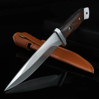 Vonkajšie nôž s drevenou rukoväťou, Vysokú tvrdosť Prežitie nôž Camping lov pevnou čepeľou noža