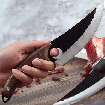 Liang Da Sekáčik Boning Nože 6 Palcový Srbský Nôž S Kožený Plášť Ručne Kované Kuchynský Nôž Full Tang Mäsiar Nože