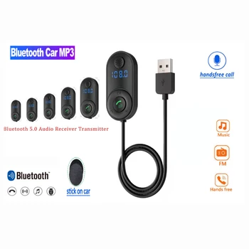 Auto LED Bluetooth 5.0 Vysielač USB Prijímač Audio Converter, Handsfree, Digitálny Displej, Hands-Free Bezdrôtový Adaptér