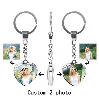Vlastné keychain s prispôsobené fotografie obojstranné srdce keychain ženské auto rodiny pár darček módne krištáľové sklo šperky