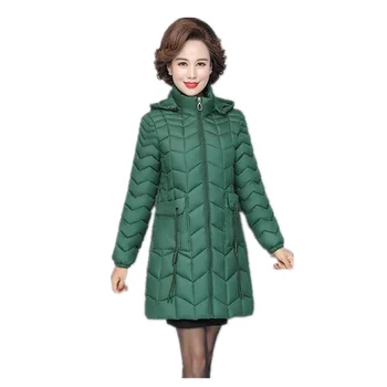 Zimné ženy dlho Parkas kabát Módne Slim zahustiť teple polstrovaný bundy kabát Žena pevné dlhý s kapucňou outwear snehu bunda