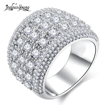 Luxusné AAA Kubických Zircinia Veľké Zásnubný Prsteň Biela Strieborná Farba Snubné Prstene pre Ženy Strany Šperky Darček anillos mujer