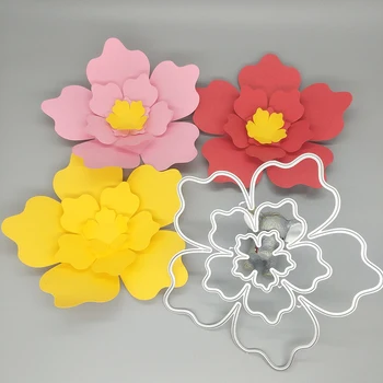 Nový veľký 3 v 1 kvet rezanie kovov zomrie fotoalbum kartón DIY darčekové karty dekorácie razba remeslá
