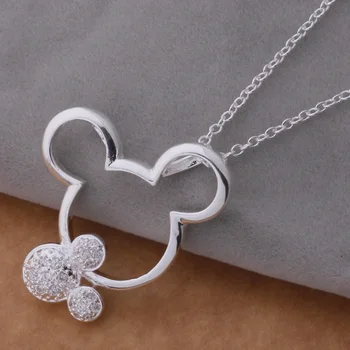 móda Strieborná farba Myši prívesok náhrdelník s kryštálom roztomilý darček k narodeninám pre dievčatá klasické šperky factory cenu