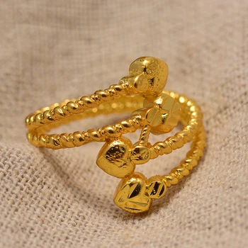 Dubaj Zlatá Farba Prstene pre Ženy, Muža, Zlatá Farba Afrike Krúžok Etiópskej Šperky Arabských India Nigéria Blízkom Východe Kovové snubný Prsteň
