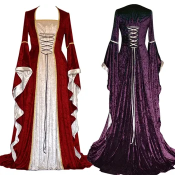 Nové Stredoveké Šaty Halloween Kostýmy pre Ženy Cosplay Palác Ušľachtilý Dlhé Rúcha Dávnych Bell Rukáv Kostým Princezná Šaty
