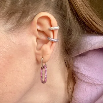 1 2021 15x15 mm CZ kryštálmi ucho klip v tvare C/star ucho klip dámy perforované, dierované zirkón náušnice šperky
