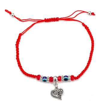 Vintage Červená Pletená String Zlé Oko, Srdce Kúzlo Visí Niť Náramok pre Ochranu Muži Ženy Šperky Amulet