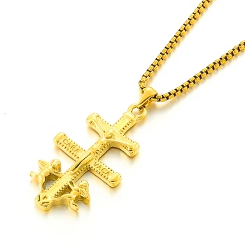 Osobný Kríž Náhrdelník Prívesok pre Mužov 18K Zlata z Nehrdzavejúcej Ocele Choker Vlastný výrobný Štítok Náhrdelníky, Módne Náboženské Šperky