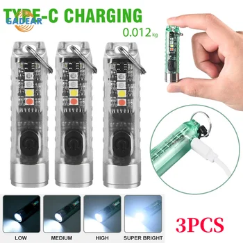3KS Mini Keychain Baterka TYP-C Rýchle Nabíjanie Svetlo Silné Magnetické Výstražné Svietidlo sebaobrany Llight