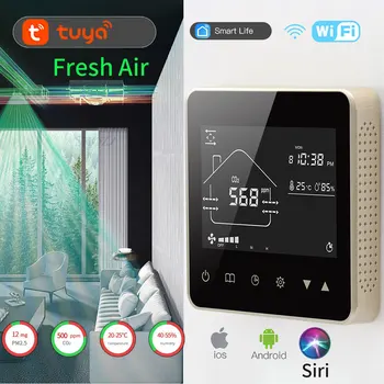 TUYA WIFI Smart Home CO2 PM2.5 Čerstvého Vzduchu Ventil Systém Fan Coil Jednotky Odvlhčovač Vetranie Radič s Modbus&RS485