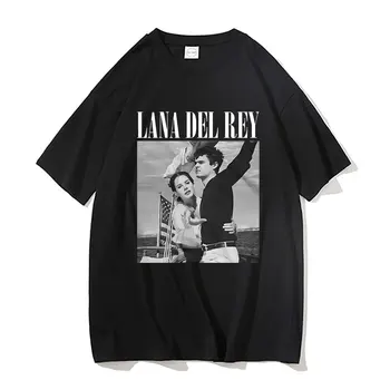 Hot Predaj Speváčka Lana Del Rey Ldr Plachtenie Grafika Tlač Tričko Unisex Voľné Tričko Retro-Krátke Rukáv Tees V Pohode Streetwear 0