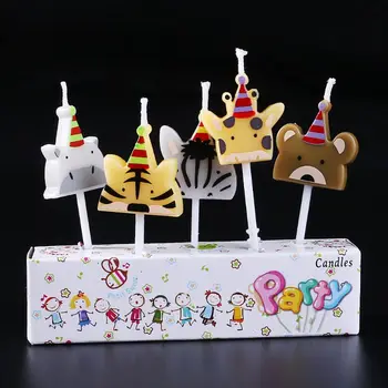 5 ks/set Roztomilé sviečka zoo strany tvar Karneval zvierat narodeninové sviečky