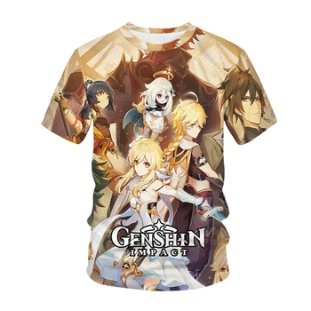 Letné Genshin vplyv Anime 3D Print T Shirt Nadrozmerné Ženské Oblečenie Móda, Štýl Ženy Oblečenie T-Shirts Sexy Dievčatá Tees Topy