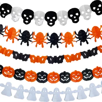 3m Halloween Visí Garland Bunting Banner Bat Tekvicové Strašidlá Spider Papierové Zástavy Halloween Party Dekorácie Horor PhotoProps