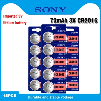 15PC SONY cr2016 Lítiová Batéria 3V Li-ion Tlačidlo Batérie Hodinky gombíkovej Batérie cr 2016 DL2016 ECR2016 BR2016 Na Hodinky