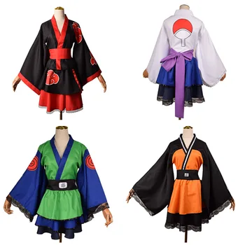 Dospelých Japonské Kimono Cosplay Deti Akatsuki Cloud Print Uchiha Sasuke Hinata Hyuga Lolita Šaty, Kostým Ženy, Dievčatá Halloween