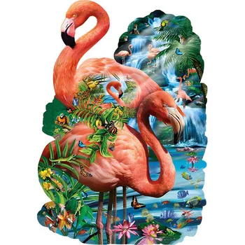 Drevené Zvierat obrazová Skladačka Pre Deti, Vzdelávacie Drevené Puzzle Flamingo Dospelých, Deti Puzzle, Doskové Hry Dreva DIY Remesiel Hračky