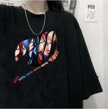 Víla Chvost Harajuku Vintage Zábava Ženy T-tričko Krátky Rukáv Tees Ulzzang Šaty VÍLA CHVOST Anime Topy Punk žena Tričko 0