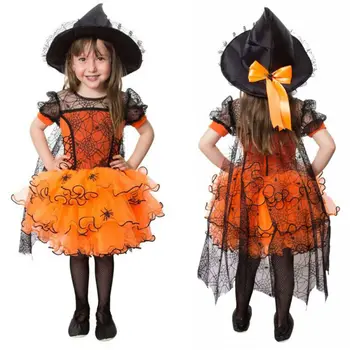 1-5Y Baby Halloween Girl Šaty Dievčatá Spider Plášť Čarodejnice Maškarný Kostým Party Deti Party Šaty Batoľa Oblečenie