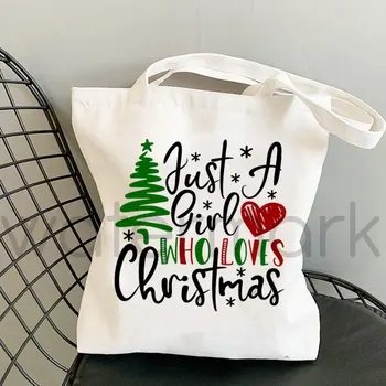Veselé Vianoce Súčasnosti Harajuku Kawaii Tlač Ženy Shopper Taška Shopper Biele Ženy Shopper Tašky Cez Rameno Tote Bag,Drop Ship 0