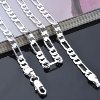 4 MM Figaro Reťaze Veľkoobchod Osobnosti Módy Unisex Strany Svadobný Dar 925 Sterling Silver Chain Náhrdelník pre Ženy Muži