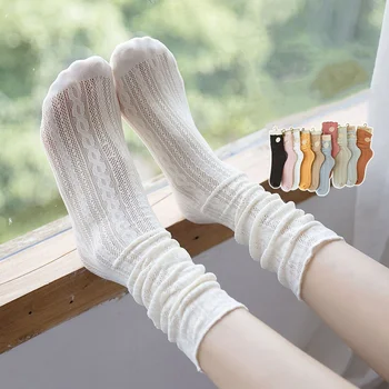 Duté Z Jednofarebné Žena Ponožky Módne Letné Oka Tenké Priedušná Voľné Dlhé Ponožky Ženy Elastické Harajuku Retro Roztomilé Ponožky
