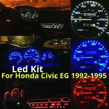 WLJH 16x Biela Modrá Červená Zelená Ružová Žltá Nástroj Rozchod Klastra + Climate Control LED Svetla Kit pre Honda Civic NAPR. 1992-1995