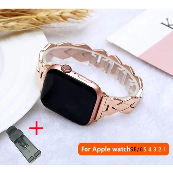Nerezová Oceľ Remienok pre apple hodinky 7/6 apple hodinky kapela 44 mm 40 mm Rhombic Kovový Náramok iwatch series6 5 4 iwatch 41mm 45mm