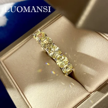 Luomansi Luxusný Žltý Vysoko Uhlíkovej Diamantový Svadobný Prsteň 100%-925 Mincový Striebro Zásnubný Prsteň Žien Vysokej Šperky 0