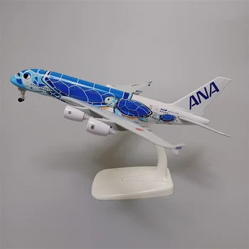 18*20 cm Zliatiny Kovov Japan Air ANA Airbus A380 Cartoon Morská Korytnačka Airlines Modrá Diecast Modelové lietadlo Lietadlo Lietadlo s Kolesami
