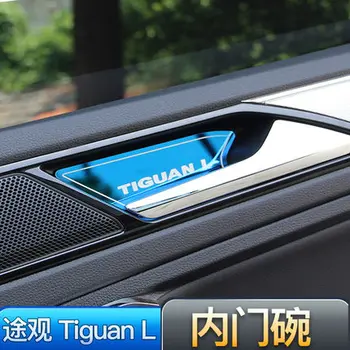 Pre Volkswagen Tiguan L 2017-2021 nehrdzavejúcej ocele Vnútorné dvere miska dekoratívne samolepky anti-scratch ochranu Auto styling