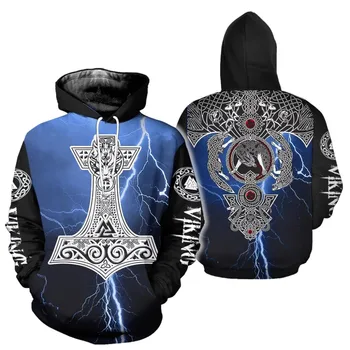 PLstar Vesmíru 2019 Nové Módne Mužov hoodies 3D celého Vytlačené Viking Tetovanie Odin Hoodiest/mikina Viking Rameno streetwear-6