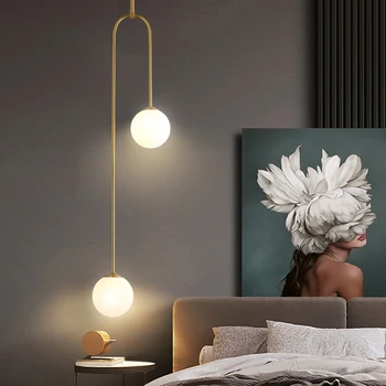 Nordic tvorivé spálňa posteli prívesok lampa moderný minimalistický obývacia izba pozadie bar tabuľka led sklenenú guľu teplé luster