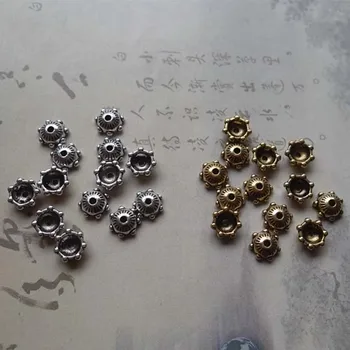 100ks/veľa Tibetskej Strieborná/Zlatá Kvetina Korálky Čiapky Nádoba 6 mm Kovov Ručné Strapec koncovky Náušnice Bundy DIY Šperky, Aby