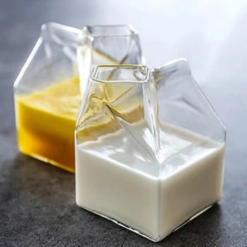Sklenený Pohár Mlieka Námestie Mlieko Box Mikrovlnná Rúra Môže Tepla Kreatívne Domáce Kuchynský Riad Raňajky Pohár Mlieka Kravy Udder Kawaii Pohár