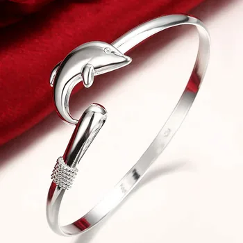 TIEEFEGO 925 Sterling Silver Dolphin Náramok Náramok Pre Ženy, Svadobné Zapojenie Módne Kúzlo Strany Šperky