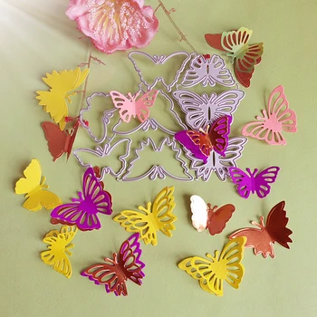 Farebný motýľ hardvéru formy šablóny, spracovať zápisník, dekoratívne DIY papier úľavu, vizitky, tlač 8 kusov.