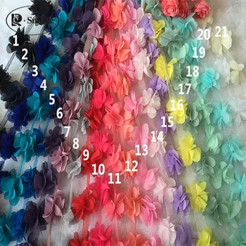 10Yd/veľa 22 Farba 3D Šifón Kvety, Čipky Textílie, Ručné Kvetinové Svadobné Kytice Topánky Kvet Corsage Svadobných Doplnkov RS320 0